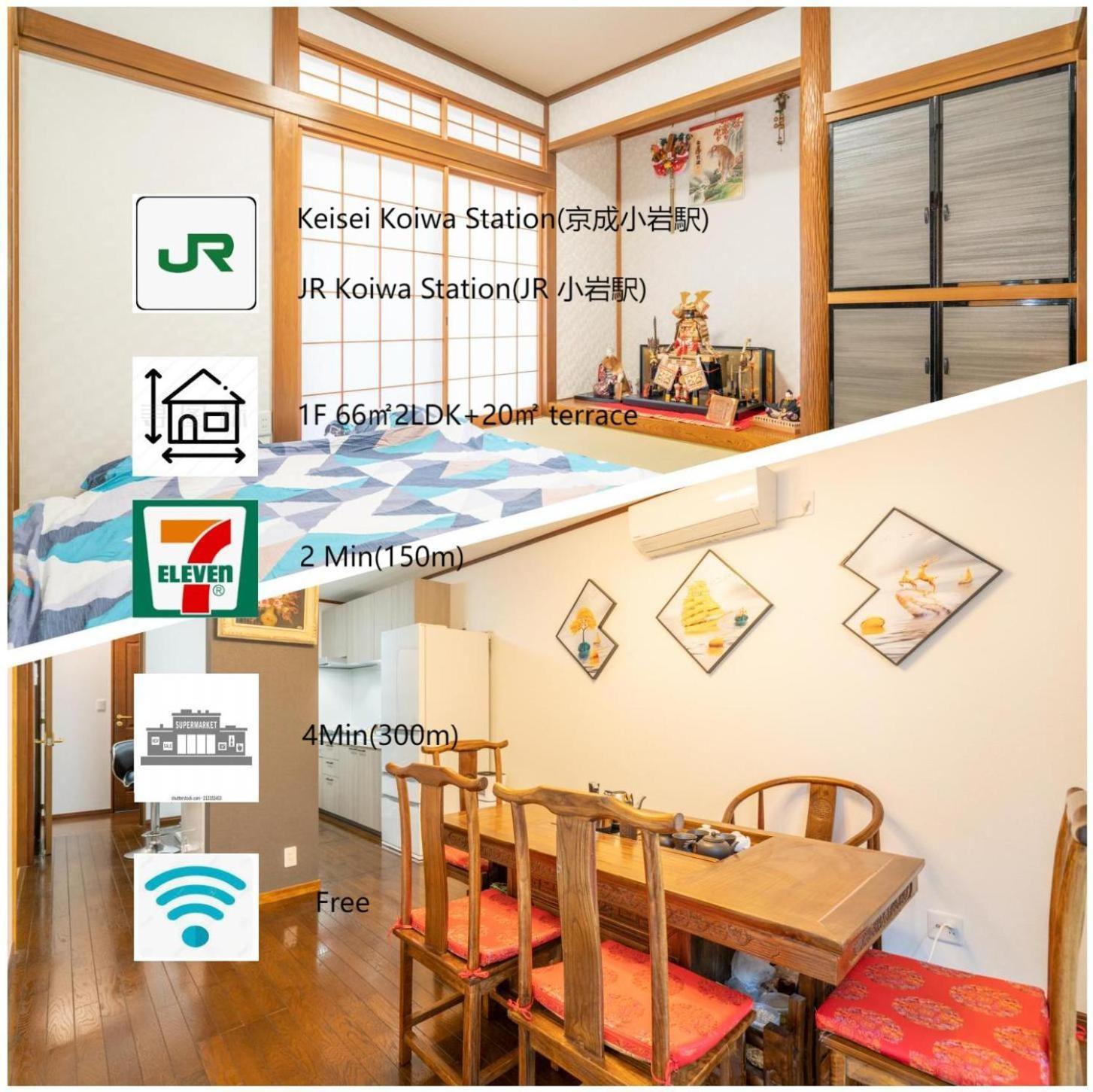 Jr 66Sqm 1F Family Suite 2Ldk Jr Koiwa-Keisei Koiwa-Asakusa-Oshiage-Shinjuku-Ueno Τόκιο Εξωτερικό φωτογραφία